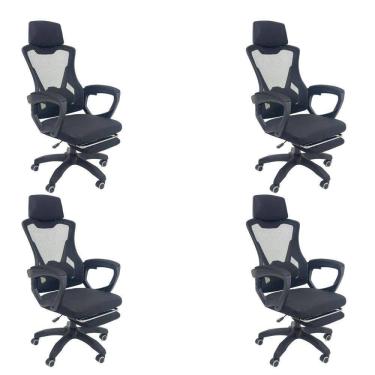 Imagem de Kit 4 Cadeiras de Escritório Presidente Executiva Oficial Supreme Preto