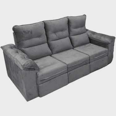 Imagem de Sofá Paris 4 Lugares Retrátil e Reclinável 210cm Tecido Veludo Flash Cor Cinza