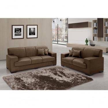 Imagem de Sofá Manu Conjunto 2 E 3 Lugares Clássico Fixo Confortável Sala Império Marrom 379
