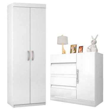 Imagem de Cômoda Exellence 8000 e Multiuso Popy 6020 Branco – Araplac