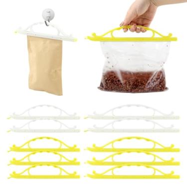 Imagem de 10 peças de bastão selador de saco mágico com alça, clipes de saco de chips, chips herméticos, sacos duráveis seladores para sacos de armazenamento de alimentos, lanches e cereais (Cor: branco)