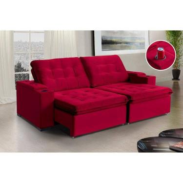 Imagem de Sofá Londres Com Porta Copo 4 Lugares 2,00mt - De Casa Décor Estofados Vermelho