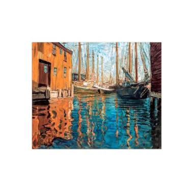 Imagem de Reprodução de pintura famosa arte de parede em tela para sala de estar - imagem de arte clássica - cais antigos - impressão em tela - decoração de parede 80 x 95 cm 31 x 37 pol sem moldura