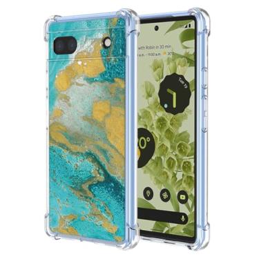 Imagem de JDYGWK Capa para Pixel 6A Google 6A com estampa floral transparente, silicone TPU macio, fina, à prova de choque, capa protetora antiarranhões para Google Pixel 6A, Mar Verde