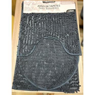 Imagem de Jogo de tapete para banheiro 03 peças peludo com antiderrapante Rio Ho