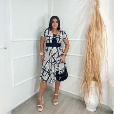 Imagem de Vestido Midi Plus Size Torcido Estampado Moda Evangélica Feminina - MI