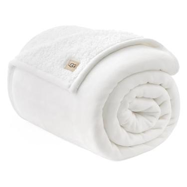 Imagem de UGG Ariana Twin/Twin XL Cobertor de lã macio reversível macio macio felpudo cobertor grande cobertor lavável na máquina decoração de quarto para dormitório ou cama, 167,6 cm x 228,6 cm, neve branca