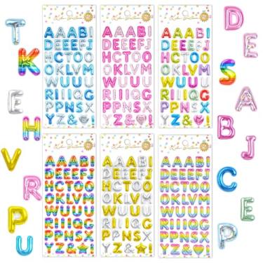 Imagem de Jactales Adesivos de letras inchadas 3D - Adesivos ABC arco-íris bolha para artesanato infantil, álbuns de recortes e decoração de balões