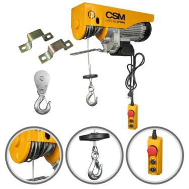 Imagem de Talha Elétrica 1000Kg Guincho Coluna 1 Tonelada Csm Cabo Aço 12 Metros