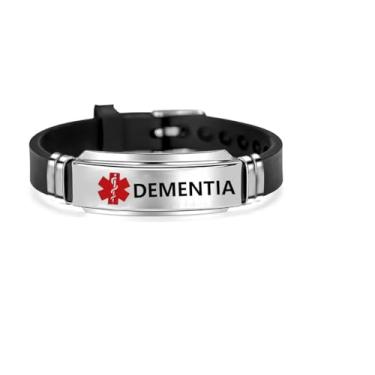 Imagem de DWJSu Pulseira de identificação médica preta, azul, vermelha, alerta médico, identificação, emergência, aviso, ajustável, esportiva, silicone, alerta de saúde, primeiros socorros, 230, Sem Pedra