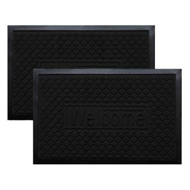 Imagem de Kit com 02 Tapete Capacho 60x40cm Bem Vindo Emborrachado para Porta(KIT COM 02,WELCOME)