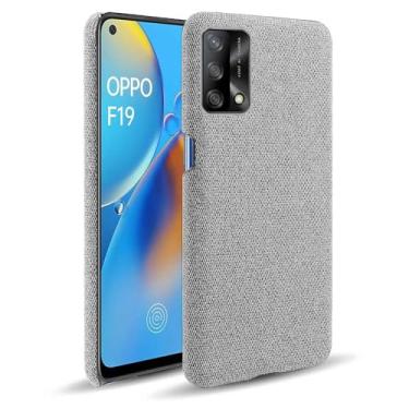 Imagem de Capa para OPPO A74 4G,Capa desenhada em lona,Case Protetora Ultrafina com Empunhadura Macia,Design em Tecido Antichoque e Antiarranhões-Light gray