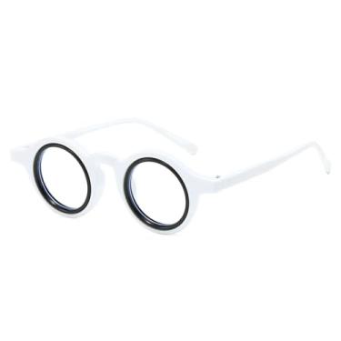 Imagem de JRLLFD Moda Pequeno Redondo Cor Dupla Mulheres Leopardo Óculos Armação Retro Punk Homens Lente Transparente (tamanho único/8)