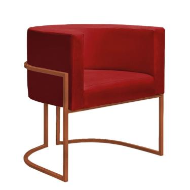 Imagem de Poltrona Decorativa Nayara Base Ferro Bronze Suede Vermelho