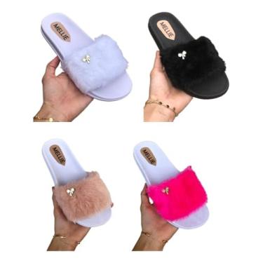 Imagem de Chinelo Feminino Slide Rasteira Flats Pelúcia Laço Pelo Laço (Pink, BR, Adulto, Numérico, 39)