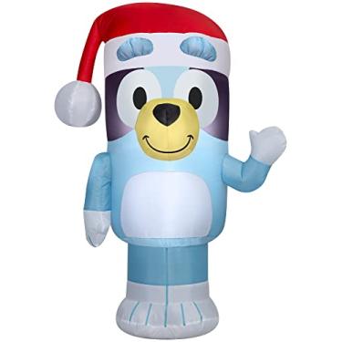 Imagem de Bluey Christmas inflável inflável em chapéu de Papai Noel, azul, 1,1 m de altura, azul