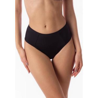 Imagem de Calcinha Simony Lingerie Fio Duplo Alto Microfibra, Preto