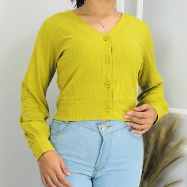 Imagem de Blusa De Frio Cropped Manga Longa Canelado Inverno Feminina - Genérica