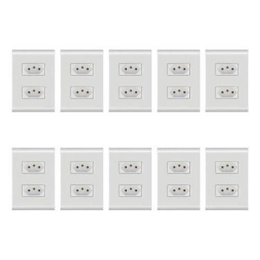 Imagem de Kit C/ 10 Tomada Dupla 20a 2p+t Liz Branca Tramontina, Branco