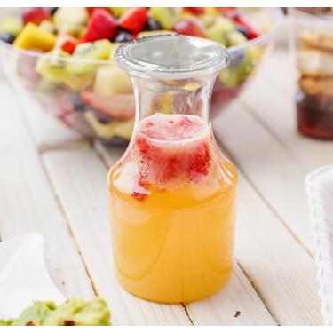 Imagem de 6 jarras de plástico para servir uma única garrafa de vinho com tampas, garrafa pequena de 212 g, decantador de vinho individual para degustação, champanhe ou suco, mini decantador de garrafa de vinho