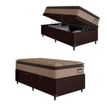 Imagem de Cama Box Baú Solteiro Colchão Espuma D33 Pillow Top Van Gogh 88x188x64cm Marrom