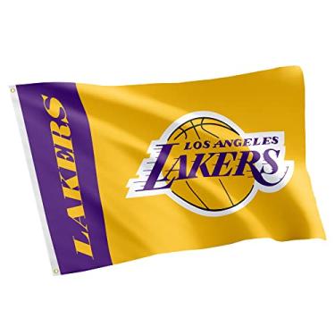 Imagem de Desert Cactus Bandeira do time Los Angeles Lakers NBA National Basketball Association 100% poliéster para ambientes internos e externos, 91 cm x 1,5 m (nome do time)