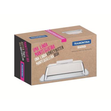 Imagem de Manteigueira Tramontina Quadrata Retangular Aço Inox Tampa Transparente Tramontina