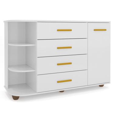 Imagem de Cômoda Infantil Com Cantoneira E 4 Gavetas 100% Mdf New Lorena Branco - Phoenix