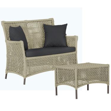 Imagem de Sofá E Mesa Igapó 2 Lugares Varanda Jardim Piscina Aluminio Rami