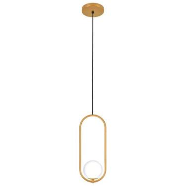 Imagem de Kit 3 Luminárias Pendente Arco Globo Vidro Sala Cama Dourado - Singlel