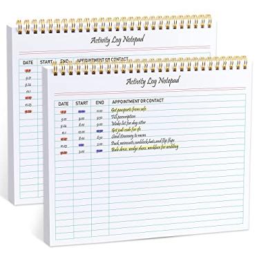 Imagem de Bloco de notas de atividades, caderno de atividades em espiral para trabalho de negócios com lista de verificação, gasto de tempo organizado, agendamento ou contato. 21 x 28 cm, papel grosso, suporte