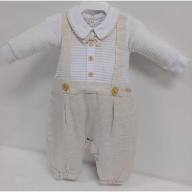 Imagem de Macacão Longo Suspensório Linho Luxo Bebê Menino Lessa B9061-Masculino