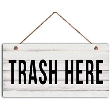 Imagem de WEIMEILD Placa De Madeira "Trash Here", Decoração Rústica Para Restaurante, Café Ou Lanchonete, 30 X 15 Cm (Hjd130)