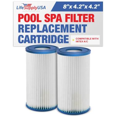 Imagem de LifeSupplyUSA Cartucho de filtro de piscina para piscinas acima do solo, filtro de spa de substituição serve para Intex Tipo A ou Tipo C (pacote com 2)