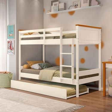 Imagem de Treliche Solteiro Madeira Maciça Ananda Casatema Off White-mel