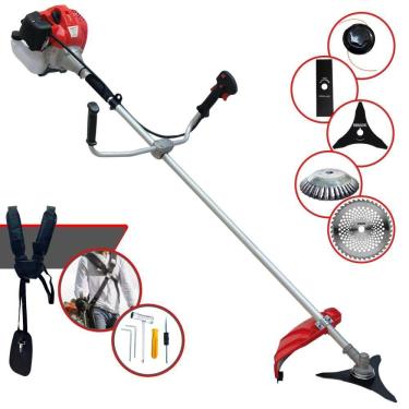 Imagem de Roçadeira À Gasolina Anmax CG430P TB 43cc 2HP de Potência Com 5 Opções de Corte C/ Carretel + 3 Facas + Escova de Aço Para Pavers e Concreto