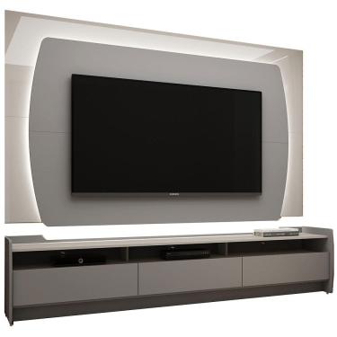 Imagem de Rack com Painel 2.2 Sublime Cinza com Off White - Gelius Móveis