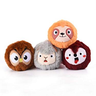 Imagem de HugSmart Bola de tênis Pet Zoo Ball 2 em 1 de pelúcia e que barulhenta para cães sem enchimento, brinquedos interativos para cães pequenos, médios e grandes (pacote com 4)