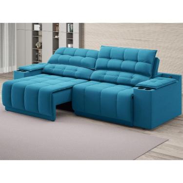 Imagem de Sofá com Porta Copos Carregador USB Ret Rec Samurai 2,00m Velosuede Royal - NETSOFAS