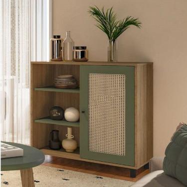 Imagem de Buffet 1 Porta 3 Nichos Memphis Artely Carvalho/Menta