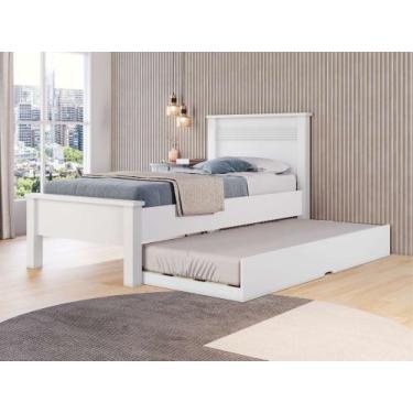 Imagem de Cama Solteiro Barcelona Com Auxiliar Conquista Branco