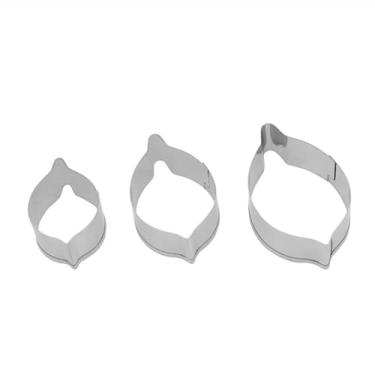 Imagem de Molde de pétala de jasmim de aço inoxidável - Cortador de biscoito em forma de pétala de jasmim - Molde de decoração de bolo em forma de pétala de flor de jasmim - 3 peças/conjunto