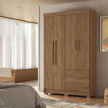 Imagem de Guarda-Roupa Solteiro Santos Andirá Londrina com 4 Portas, 2 Gavetas e 3 Prateleiras - 130cm de largura