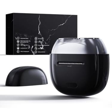 Imagem de Aerzosty Navalha elétrica para rosto masculino, mini barbeador elétrico, barbeador facial impermeável IPX7, uso molhado/seco, lâminas flutuantes duplas para barba por fazer e barbear, carregamento
