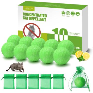 Imagem de MAGIC CAT® Pacote com 10 bolas naturais de óleo de hortelã-pimenta para ambientes externos internos mantém os gatos fora do jardim, gramado