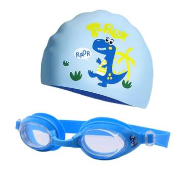 Imagem de Touca de natação infantil fofa de desenho animado com conjunto de óculos de natação de silicone antiembaçamento para mergulho equipamento de natação profissional para meninos e meninas