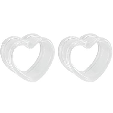 Imagem de Decentraland 2 peças preto 4 mm (6 G) acrílico vazado coração duplo alargador expansor ocultar orelhas calibres túneis gage brincos de iniciante alargadores septo alongamento corporal joias mulheres