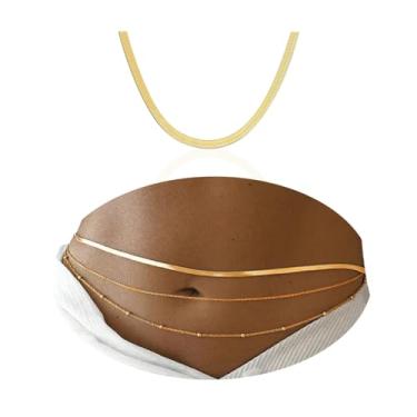 Imagem de Pacote com 4 correntes de barriga douradas, colar amarelo para mulheres, cinto de corrente dourada, correntes amarelas para o corpo, corrente de barriga, joias de cintura para mulheres, formatura