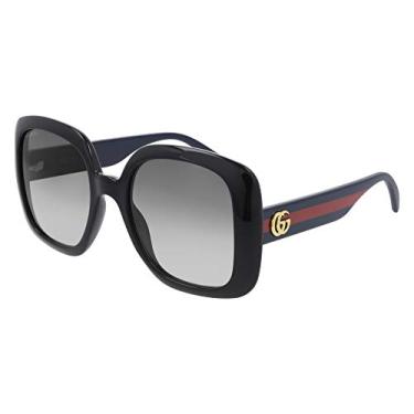 Imagem de Gucci Óculos de sol feminino Gg0713s 55 mm, Preto/cinza/azul, 55/21/140