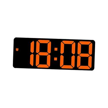 Imagem de Wswqop Relógio de Parede Digital, Despertador LED, Calendário de Mesa, Display de Controle de Voz com Data, Temperatura, Brilho Ajustável para Aprendizagem E, laranja, Tamanho real